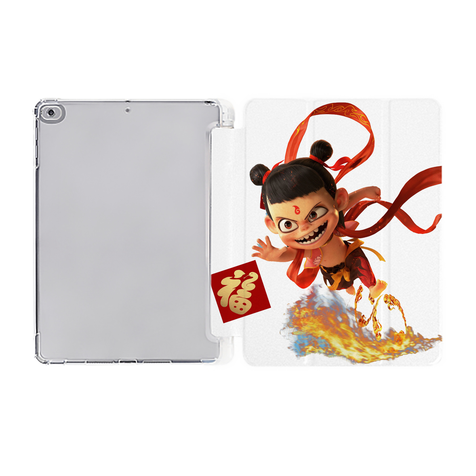 （画像用） Ne Zha 2 ナタ 魔童の大暴れ IPad ケース ペン収納付き 三つ折りスタンド PUレザー×シリコン 対応機種9.5/10.5/10.9インチ
